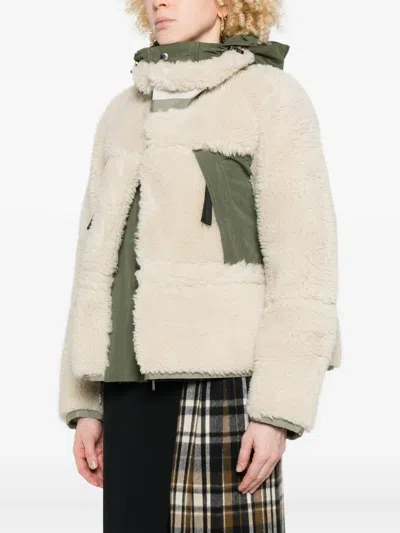 Sacai Ecru/khaki Green Two-tone Jacket In Neutral