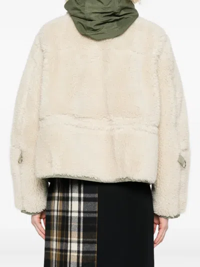 Sacai Ecru/khaki Green Two-tone Jacket In Neutral