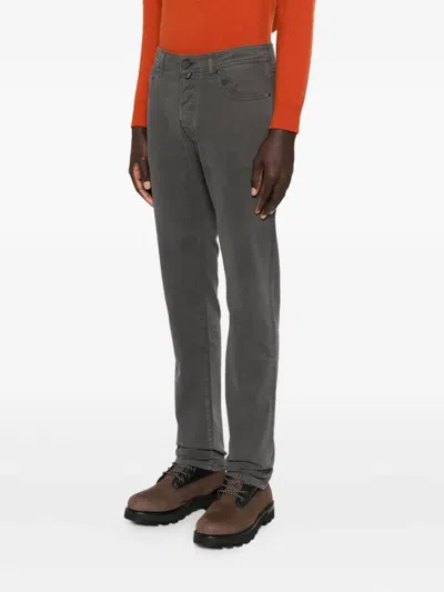Jacob Cohen Button-fly Five-pocket Trousers In Gray
