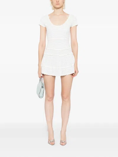 Loveshackfancy Elisavette Striped Stretch Pointelle Mini Dress In White