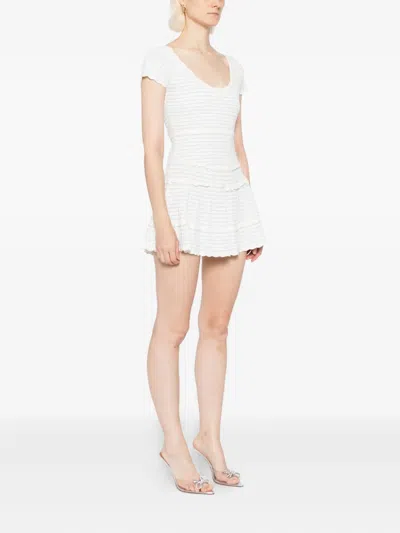 Loveshackfancy Elisavette Striped Stretch Pointelle Mini Dress In White