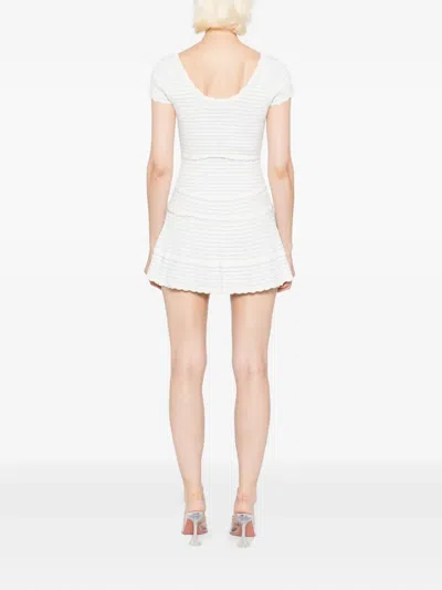 Loveshackfancy Elisavette Striped Stretch Pointelle Mini Dress In White