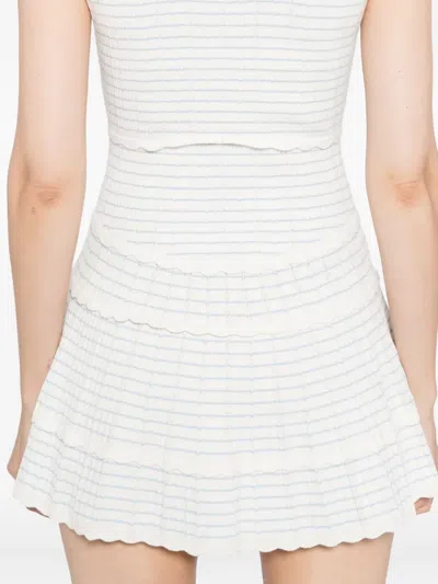 Loveshackfancy Elisavette Striped Stretch Pointelle Mini Dress In White