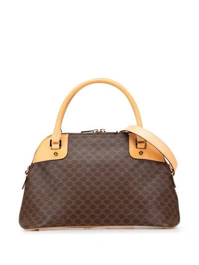 Pre-owned Celine 2007 Macadam Coated Canvas Dome Satchel In Brown