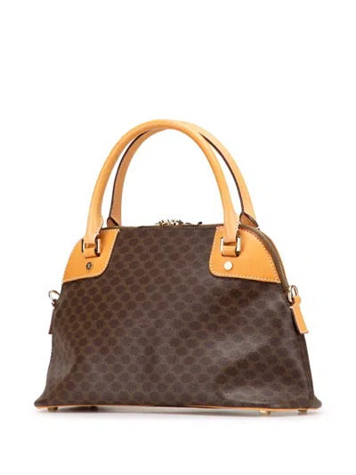 Pre-owned Celine 2007 Macadam Coated Canvas Dome Satchel In Brown