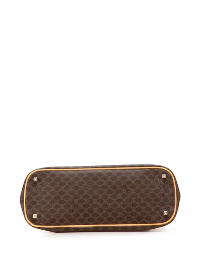 Pre-owned Celine 2007 Macadam Coated Canvas Dome Satchel In Brown