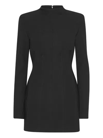 Rotate Birger Christensen Long-sleeve Mini Dress In Black