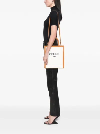 Pre-owned Celine 2020 Small Canvas Vertical Cabas Satchel In Brown