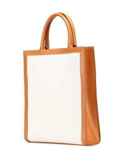 Pre-owned Celine 2020 Small Canvas Vertical Cabas Satchel In Brown