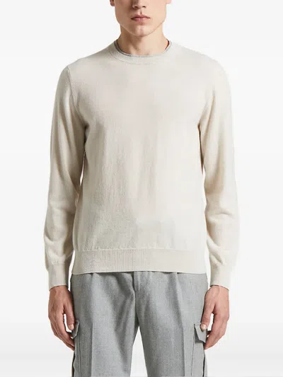 Peserico Crewneck Wool And Cashmere Sweater In White