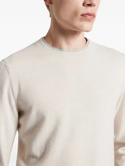 Peserico Crewneck Wool And Cashmere Sweater In White