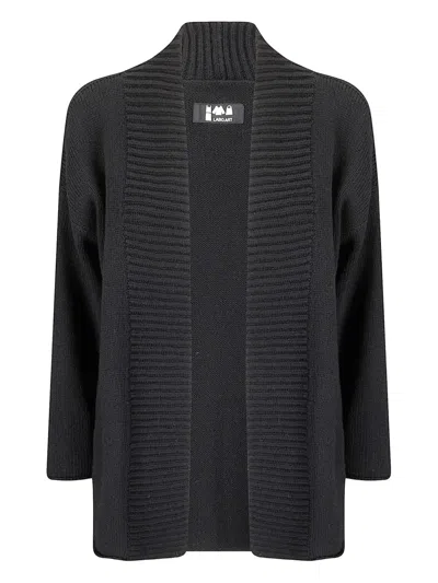 Labo Art Buttonless Open Cardigan In Soft Virgin Wool In Black