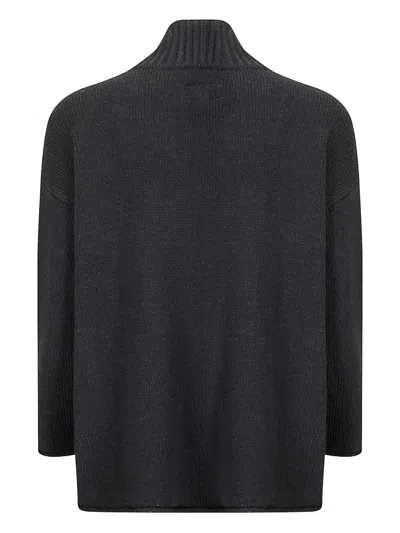 Labo Art Buttonless Open Cardigan In Soft Virgin Wool In Black