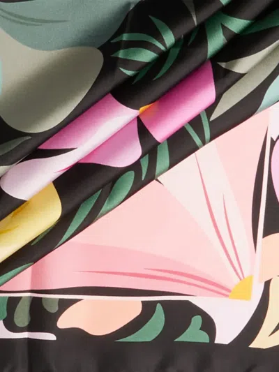 Lancel Reve De Fleurs Silk Scarf In Multi