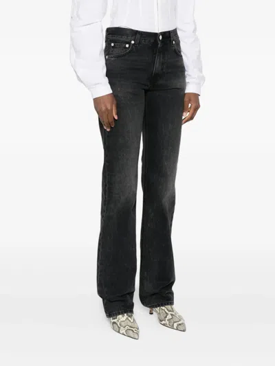 Haikure 'korea' Grey Jeans With Faded Effect And Logo Patch On The Back In Cotton Woman In Black