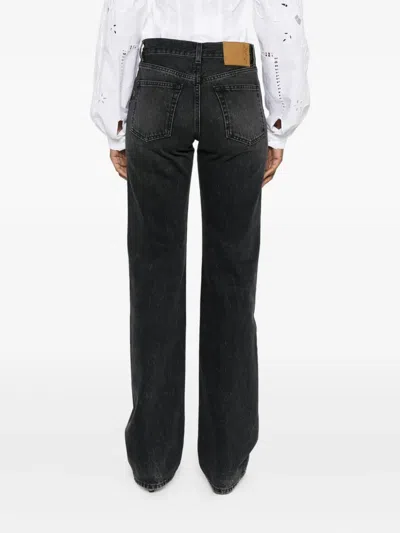 Haikure 'korea' Grey Jeans With Faded Effect And Logo Patch On The Back In Cotton Woman In Black