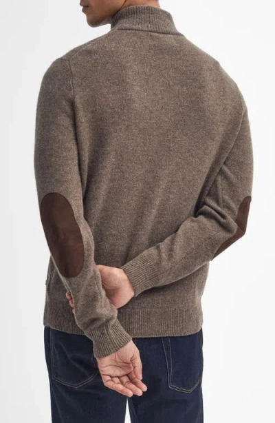 Barbour Patch Wool Quarter Zip Pullover In Brown