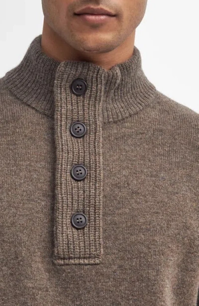 Barbour Patch Wool Quarter Zip Pullover In Brown