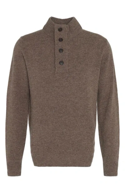 Barbour Patch Wool Quarter Zip Pullover In Brown