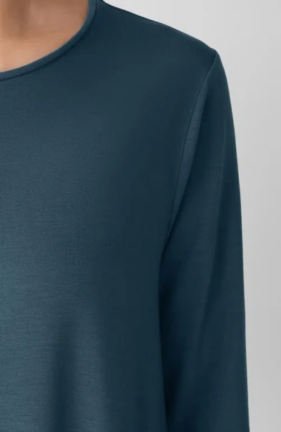 Eileen Fisher Stretch Jersey Knit Jewel Neck Dress In Blue