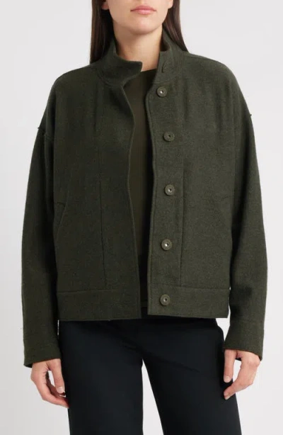 Eileen Fisher Boiled Wool Jacket In Green