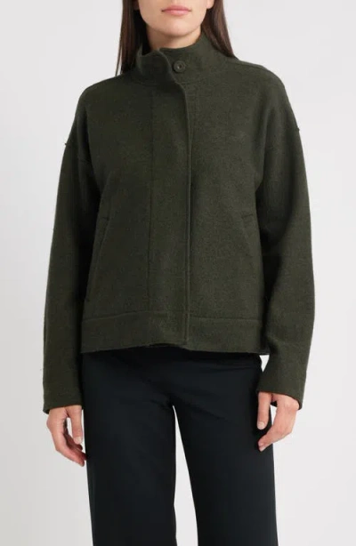 Eileen Fisher Boiled Wool Jacket In Green