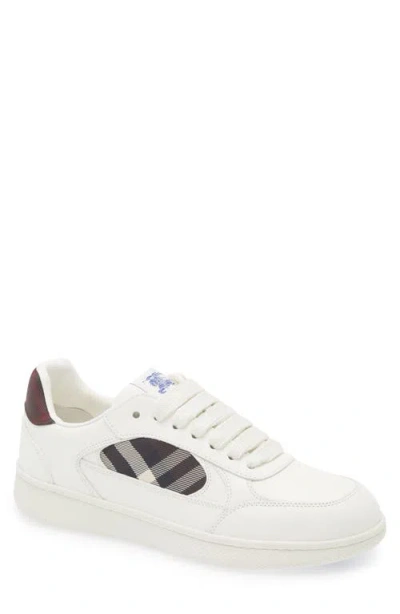 Burberry Leather And Check Sneaker Terrace In White