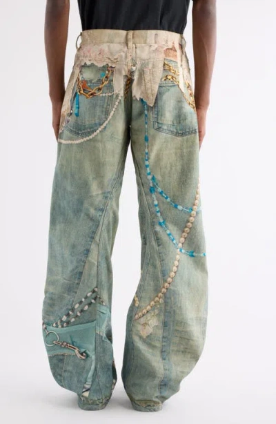 Acne Studios Distressed Printed Barrel-leg Jeans In Multi
