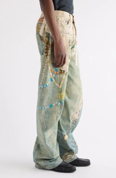 Acne Studios Distressed Printed Barrel-leg Jeans In Multi