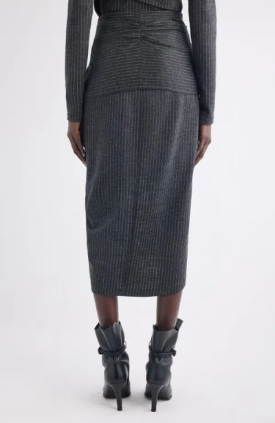 Isabel Marant Womens Anthracite Atrium Reilly Pinstripe Wool-blend Midi Skirt In Gray