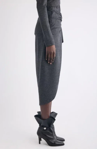 Isabel Marant Womens Anthracite Atrium Reilly Pinstripe Wool-blend Midi Skirt In Gray