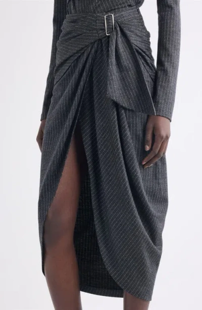 Isabel Marant Womens Anthracite Atrium Reilly Pinstripe Wool-blend Midi Skirt In Gray