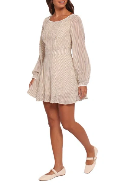 Petal And Pup Petal & Pup Kyra Long Sleeve Minidress In Neutral