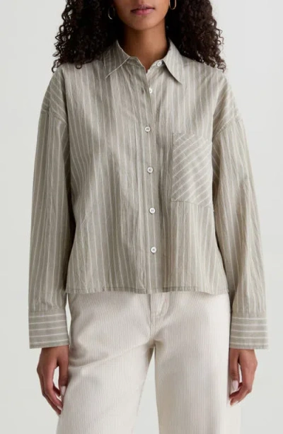 Ag Kellen Relaxed Crop Button-up Shirt In Gray