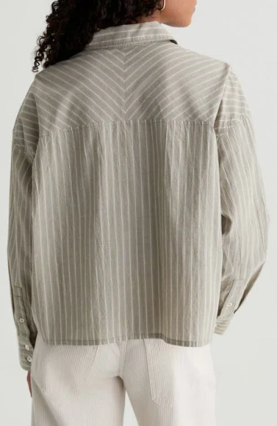 Ag Kellen Relaxed Crop Button-up Shirt In Gray