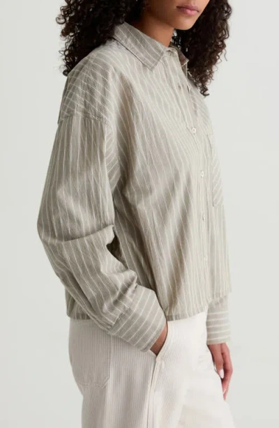 Ag Kellen Relaxed Crop Button-up Shirt In Gray