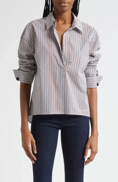 Veronica Beard Draymond Striped Stretch Cotton-blend Poplin Shirt In Multi