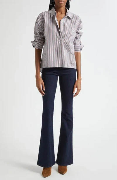 Veronica Beard Draymond Striped Stretch Cotton-blend Poplin Shirt In Multi