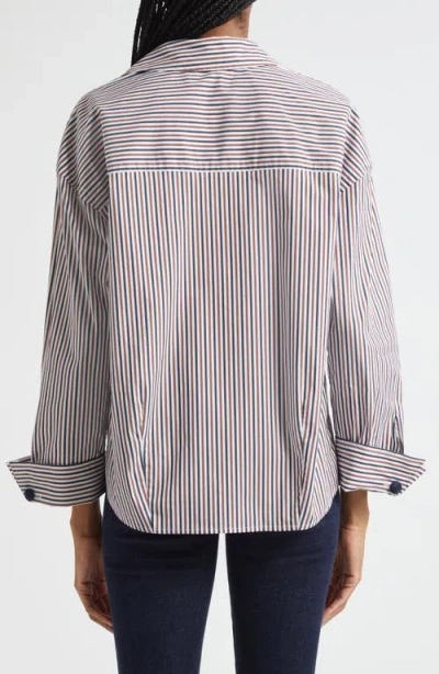 Veronica Beard Draymond Striped Stretch Cotton-blend Poplin Shirt In Multi