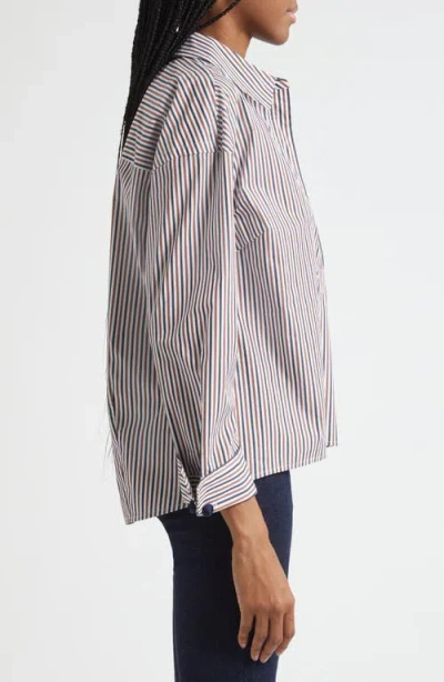 Veronica Beard Draymond Striped Stretch Cotton-blend Poplin Shirt In Multi