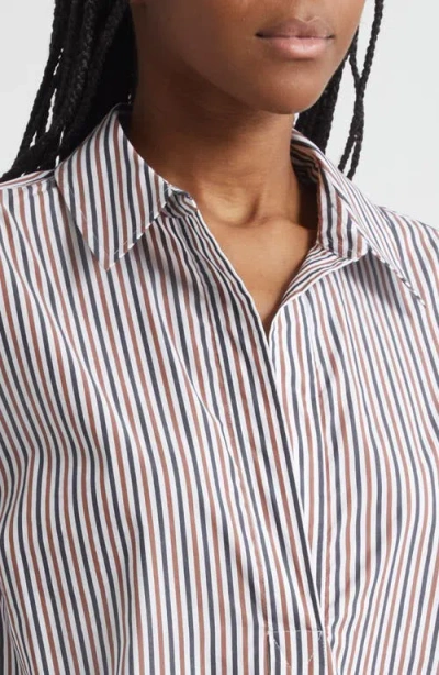 Veronica Beard Draymond Striped Stretch Cotton-blend Poplin Shirt In Multi