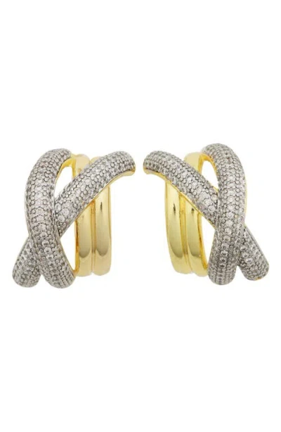 Panacea Two-tone Pavé Crystal Crisscross Huggie Earrings In Multi