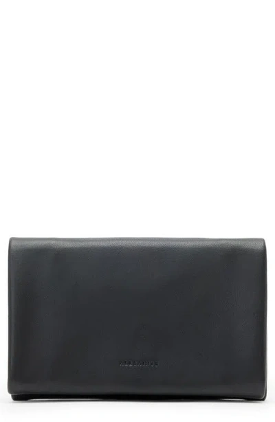 Allsaints Womens Harluna Logo-debossed Leather Wallet Black In Blue
