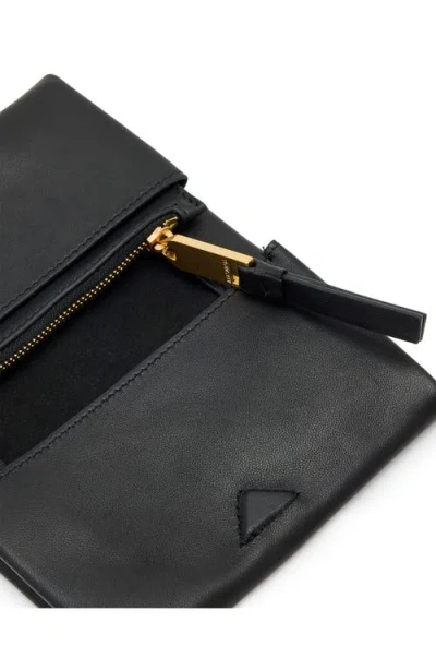 Allsaints Womens Harluna Logo-debossed Leather Wallet Black In Blue