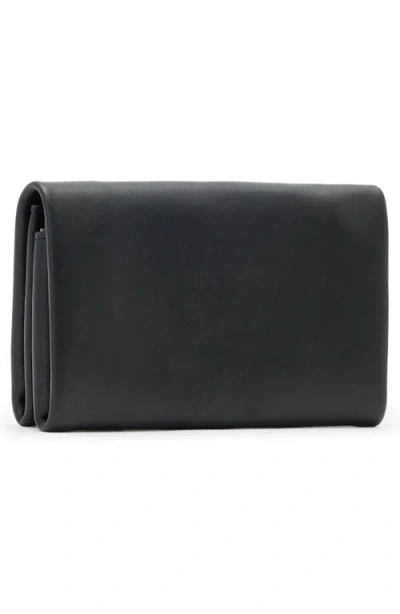 Allsaints Womens Harluna Logo-debossed Leather Wallet Black In Blue