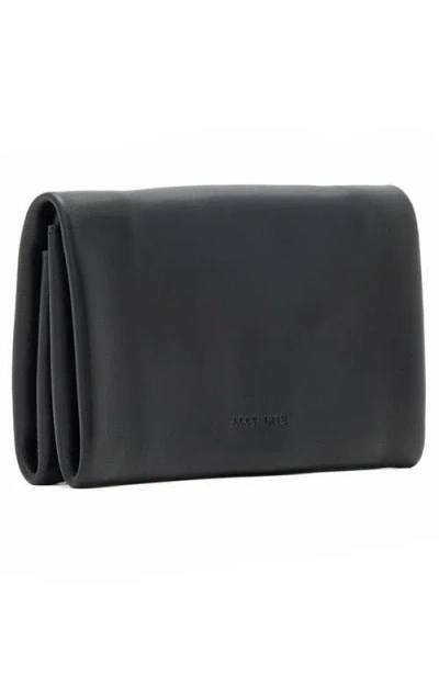 Allsaints Womens Harluna Logo-debossed Leather Wallet Black In Blue