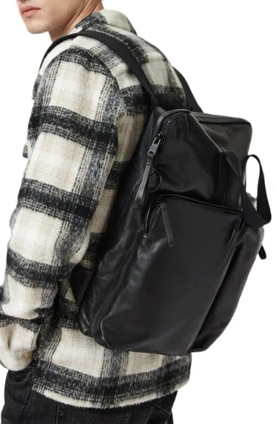 Allsaints Haven Force Leather Backpack In Black
