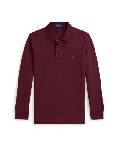Polo Ralph Lauren Big Boys Cotton Mesh Long Sleeve Polo Shirt In Burgundy