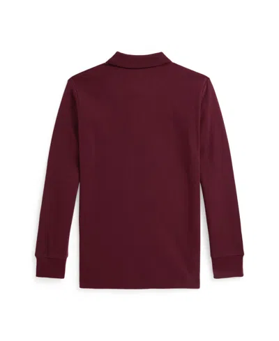 Polo Ralph Lauren Big Boys Cotton Mesh Long Sleeve Polo Shirt In Burgundy
