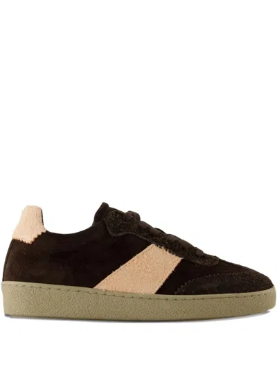 Samsoe & Samsoe Sanoa Suede Panel Sneakers In Brown